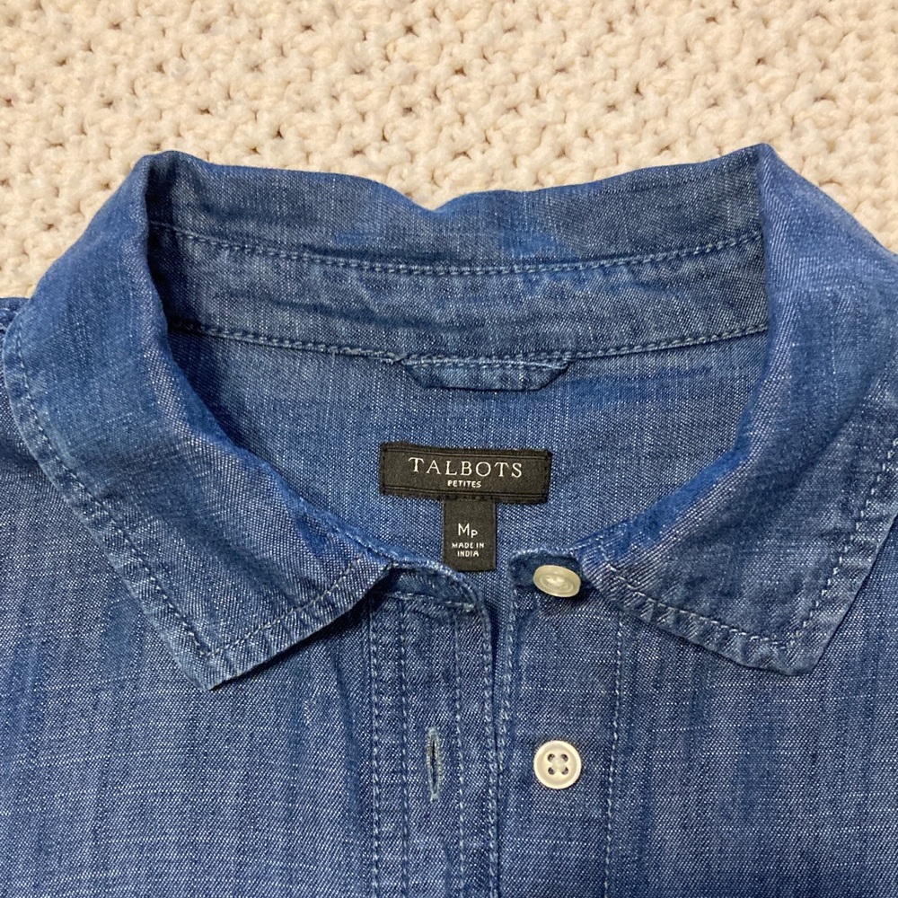 Talbots Blue Tencel Button Down Shirt